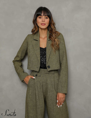 Blazer Cropped Tabata Verde Militar