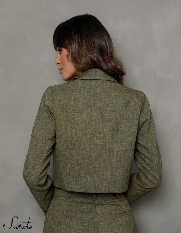 Blazer Cropped Tabata Verde Militar