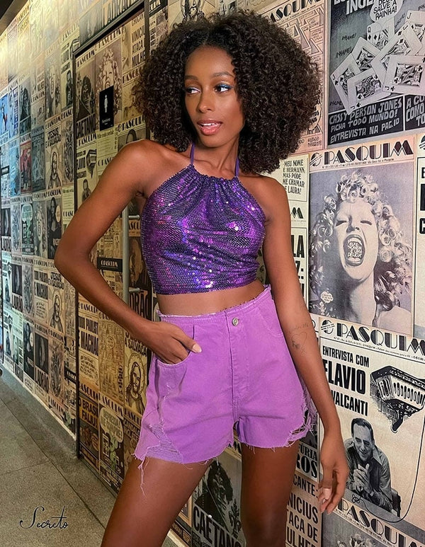 Shorts Jeans Neon Destroyd Violeta