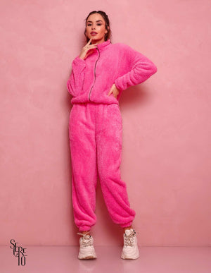 Calça Baggy Teddy Rosa