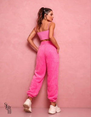 Calça Baggy Teddy Rosa
