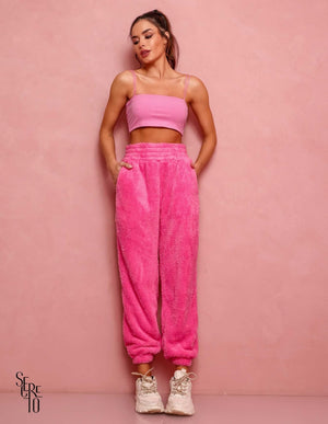 Calça Baggy Teddy Rosa