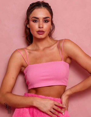 Top Alça Dupla Rosa Chiclé