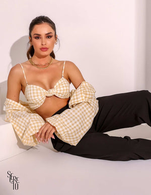 Camisa Xadrez Luna Amarelo Claro