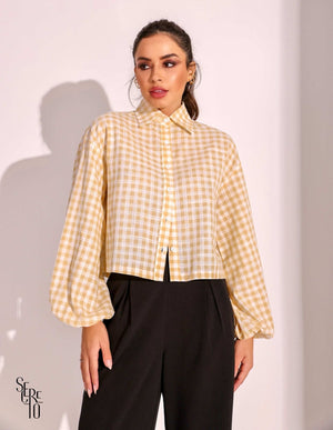 Camisa Xadrez Luna Amarelo Claro