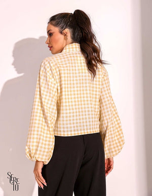 Camisa Xadrez Luna Amarelo Claro