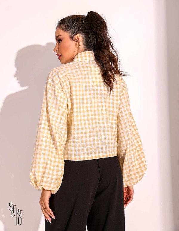 Camisa Xadrez Luna Amarelo Claro