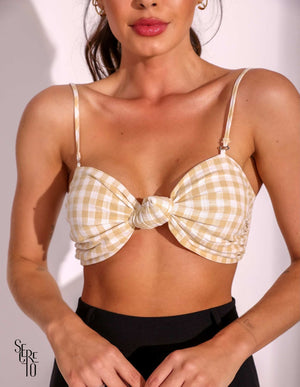 Top Xadrez Belinda Amarelo Claro