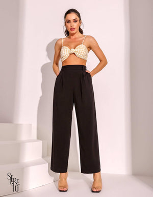 Top Xadrez Belinda Amarelo Claro