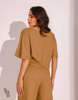 Blusa Erica Pregas Camel