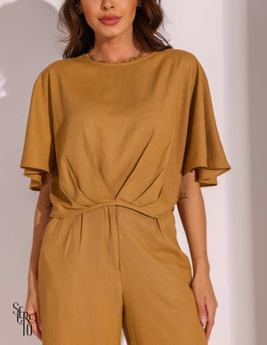 Blusa Erica Pregas Camel