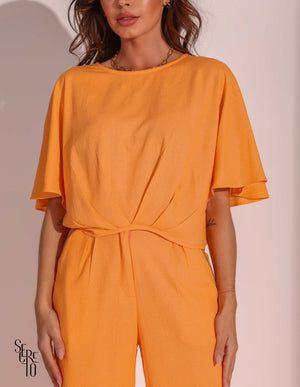 Blusa Erica Pregas  Tangerina