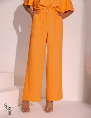Calça Wide Leg Linho Tangerina
