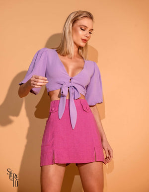 Cropped Fabi Tiras Lilás