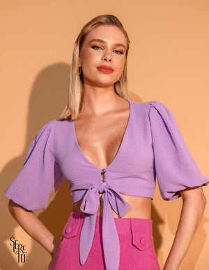 Cropped Fabi Tiras Lilás