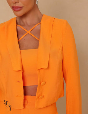 Blazer Cropped Agatha Botões Laranja