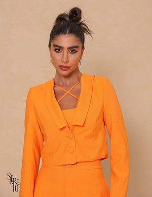 Blazer Cropped Agatha Botões Laranja