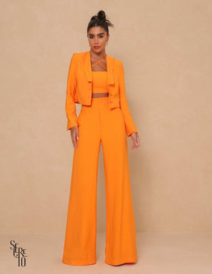 Blazer Cropped Agatha Botões Laranja