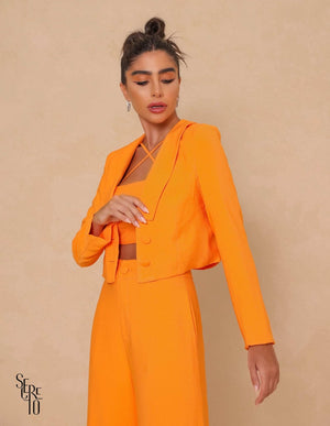 Blazer Cropped Agatha Botões Laranja