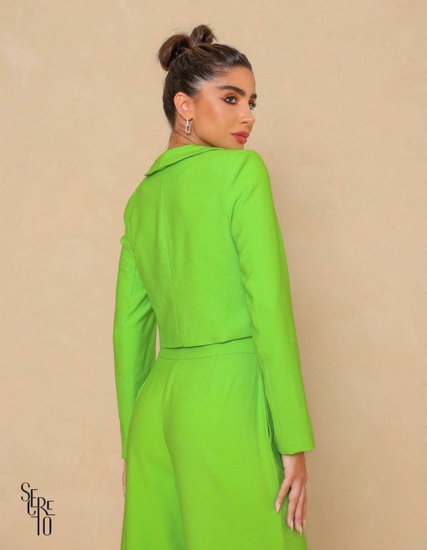 Blazer Cropped Agatha Botões Verde Limão
