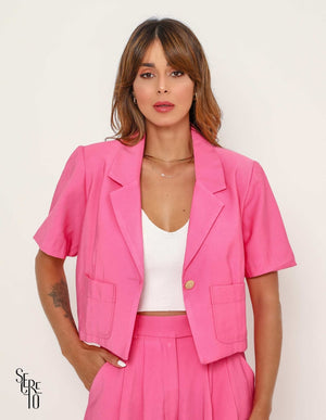 Blazer Cropped Ceci Rosa