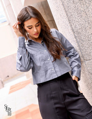 Camisa Cropped Camila Preto