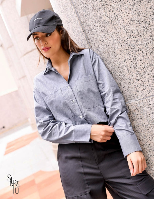 Camisa Cropped Camila Preto