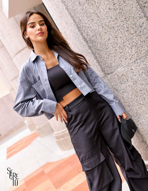 Camisa Cropped Camila Preto