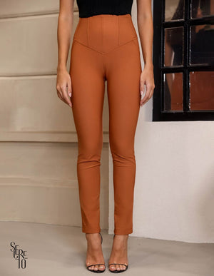 Calça Skinny Cós Barbatana Camel