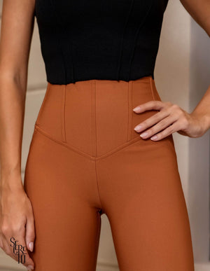 Calça Skinny Cós Barbatana Camel