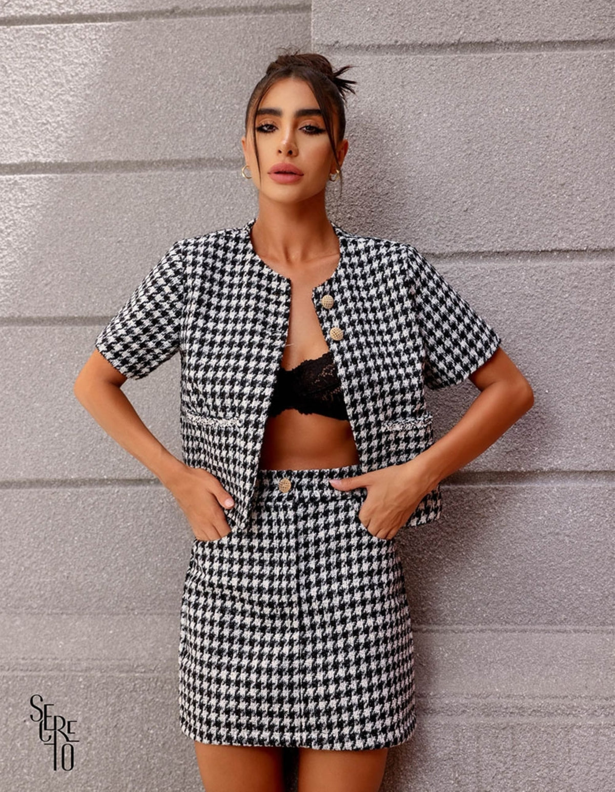 Casaqueto Olivia Tweed Preto