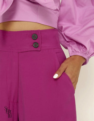 Calça Pantalona Mirela Botões Rosa