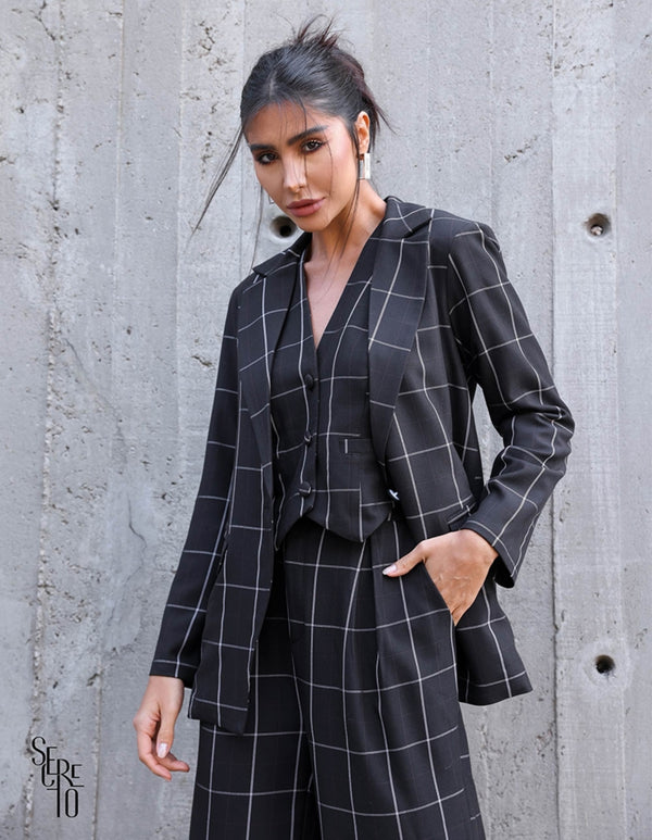 Max Blazer Olivia Xadrez Preto