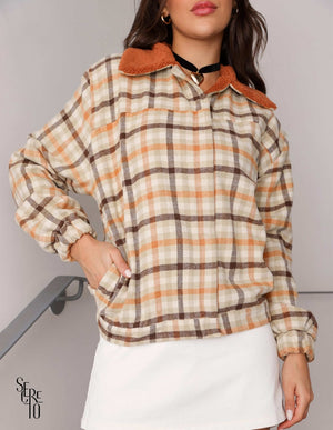 Bomber Lia Xadrez Flanelado Caramelo
