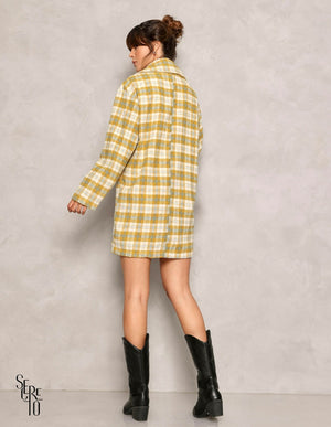 Casaco Clarissa Xadrez Mostarda