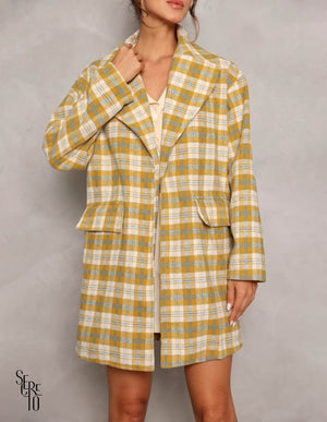 Casaco Clarissa Xadrez Mostarda