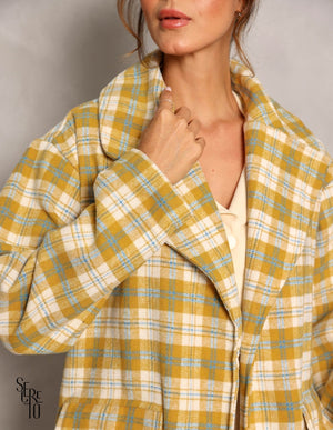 Casaco Clarissa Xadrez Mostarda