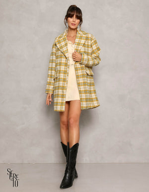 Casaco Clarissa Xadrez Mostarda