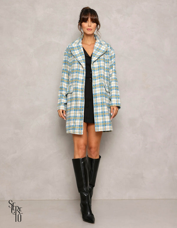 Casaco Clarissa Xadrez Azul