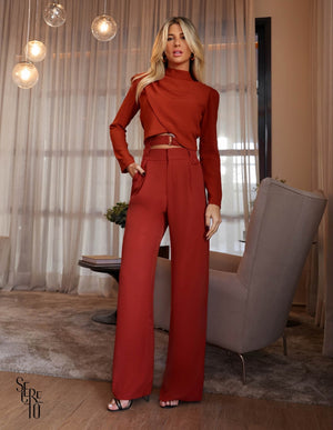 Calça Pantalona Elis Telha