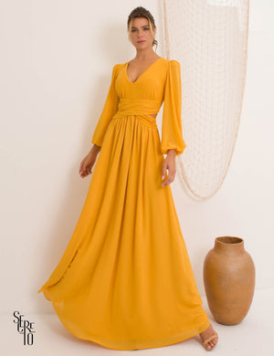 Vestido Longo Kendra Cós Cruzado Durazno