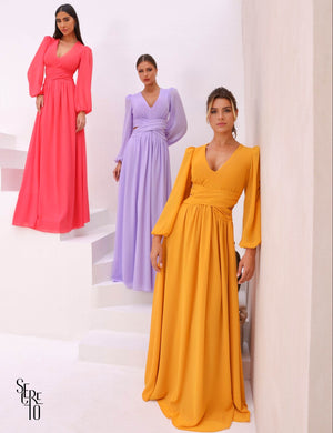 Vestido Longo Kendra Cós Cruzado Durazno