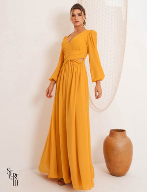 Vestido Longo Kendra Cós Cruzado Durazno