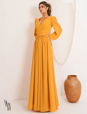 Vestido Longo Kendra Cós Cruzado Durazno