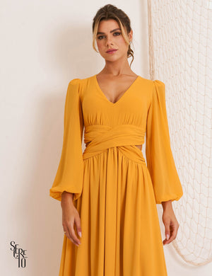 Vestido Longo Kendra Cós Cruzado Durazno