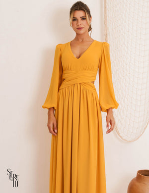 Vestido Longo Kendra Cós Cruzado Durazno