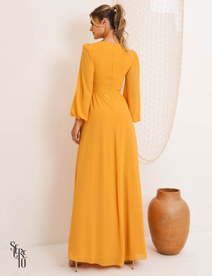 Vestido Longo Kendra Cós Cruzado Durazno