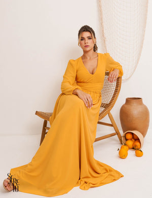 Vestido Longo Kendra Cós Cruzado Durazno