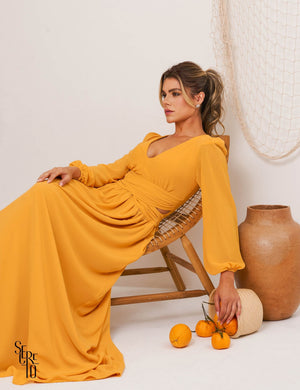 Vestido Longo Kendra Cós Cruzado Durazno