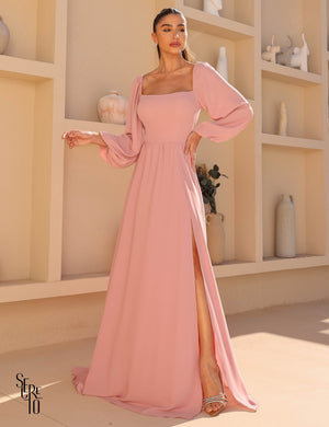 Vestido Longo Manga Longa Mika Rosê